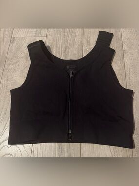 Prairie Wear Black Front-Zip Support Crop - Performance Tank